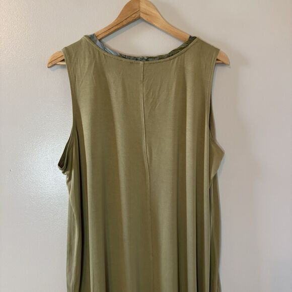 Logo Layers By Lori Goldstein Tank Top Olive Green Tunic Sleeveless Shir… - Picture 7 of 8